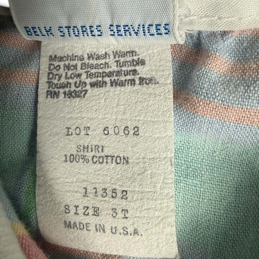 Vintage Nursery‎ Rhyme Pastel Plaid Button Up Shirt Toddler Boy 3T 100%Cotton